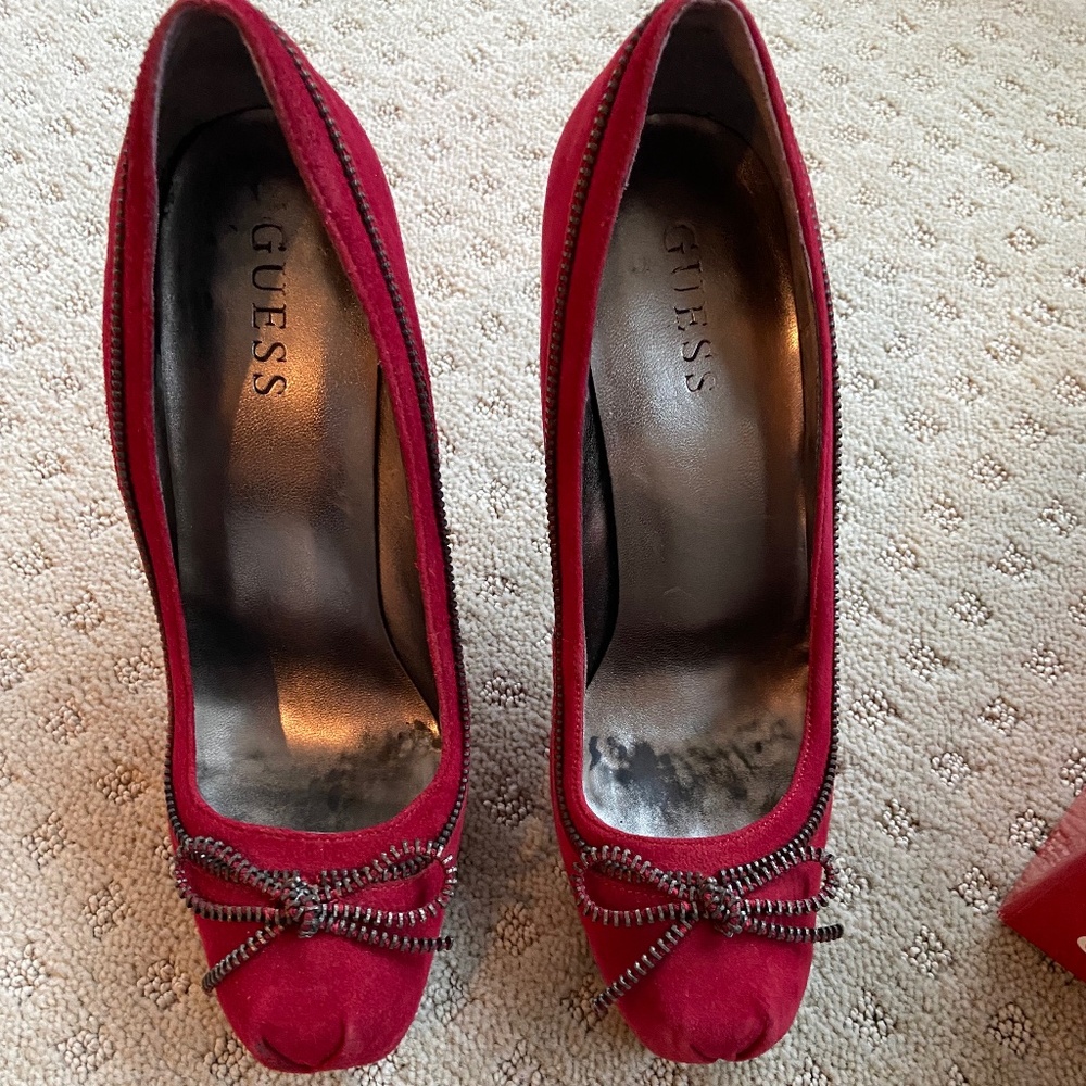 Dark red suede Guess shoes